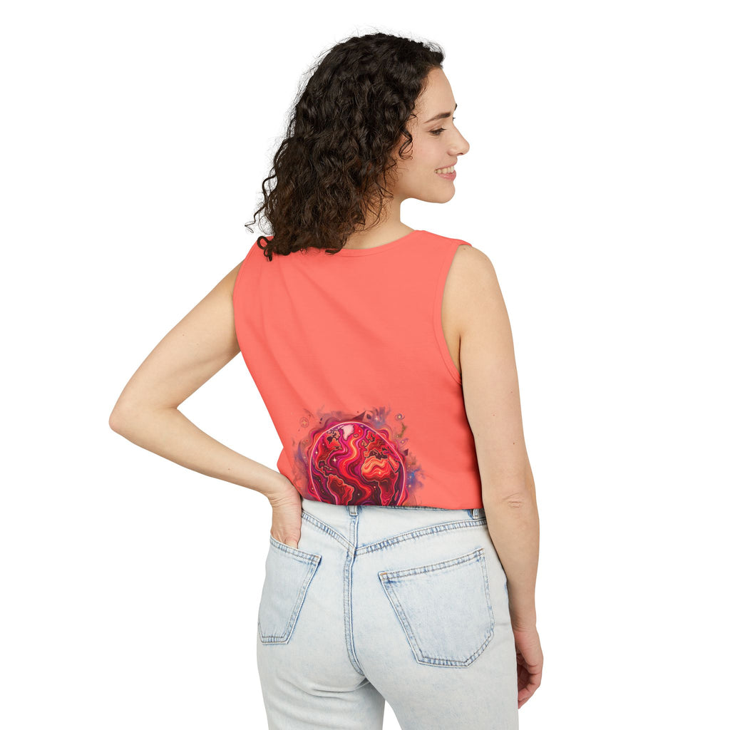 Red Planet Graphic Tank Top — '17/17' Streetwear Planet Design