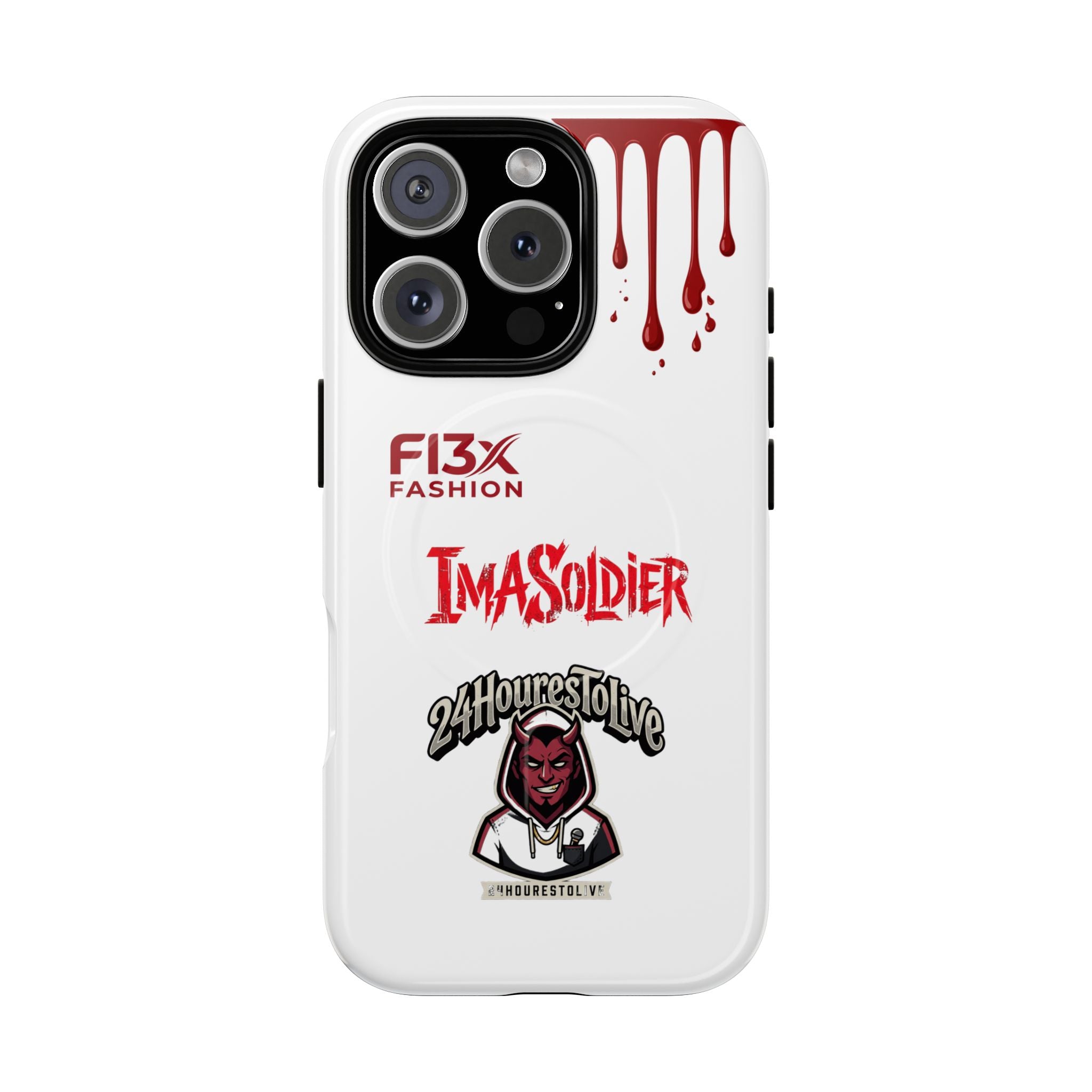 Tough Magnetic Phone Case — 'ImASoldier' Blood Drip Gaming Design