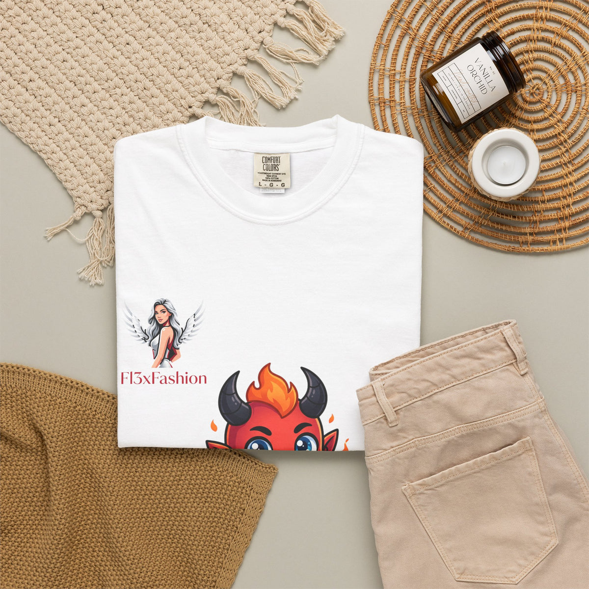 Devil Cartoon Graphic T-Shirt — Fiery Cute Demon Design