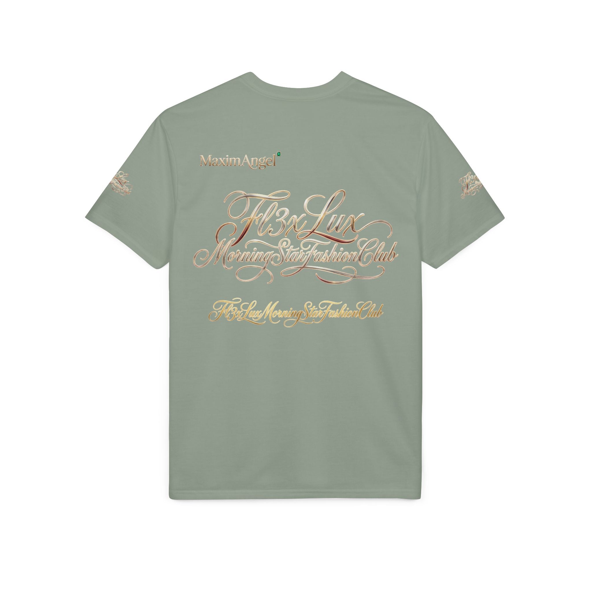 Luxury Gold Script Performance T-Shirt — F3xLux Morning Stay Fashion Club Design