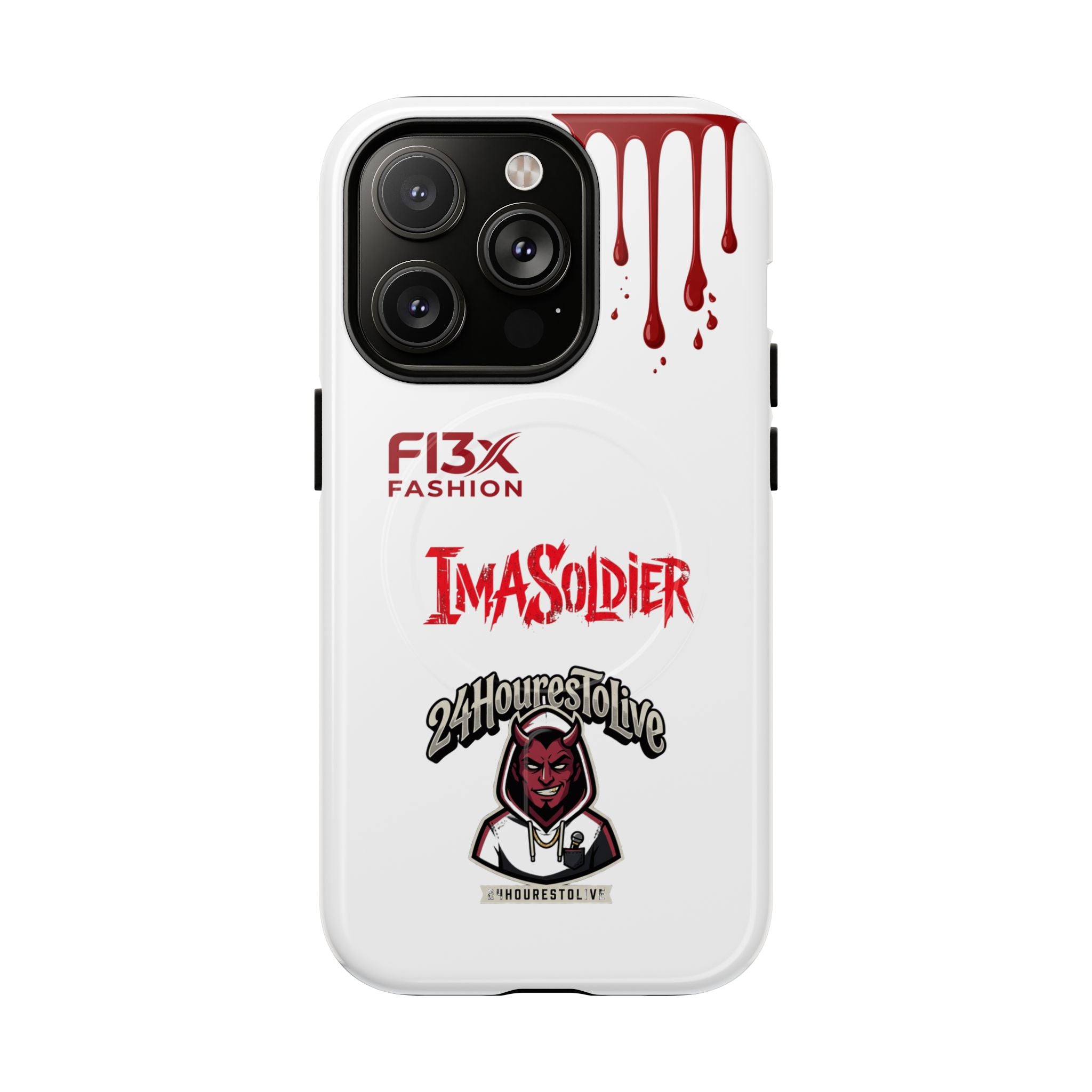 Tough Magnetic Phone Case — 'ImASoldier' Blood Drip Gaming Design
