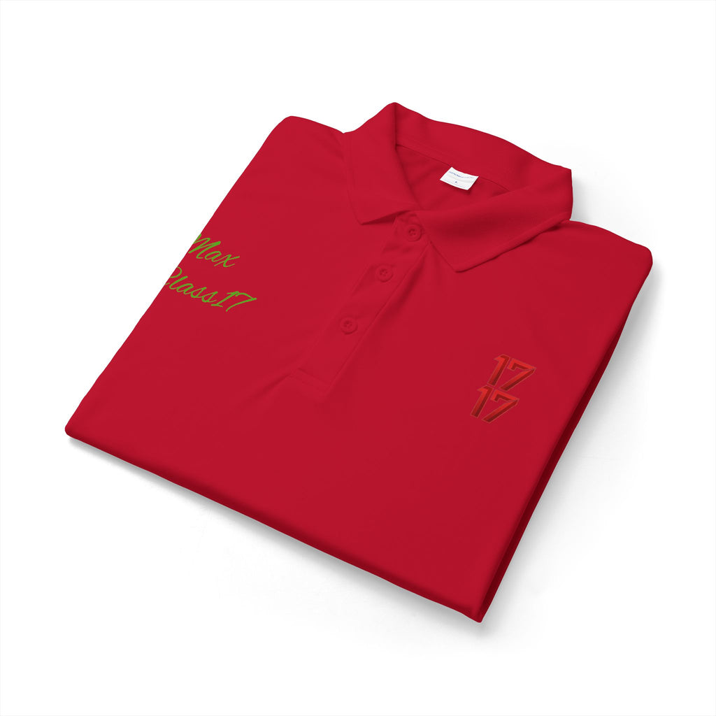 Embroidered 17/17 Polo Shirt with 'Max Crew!!' Accent