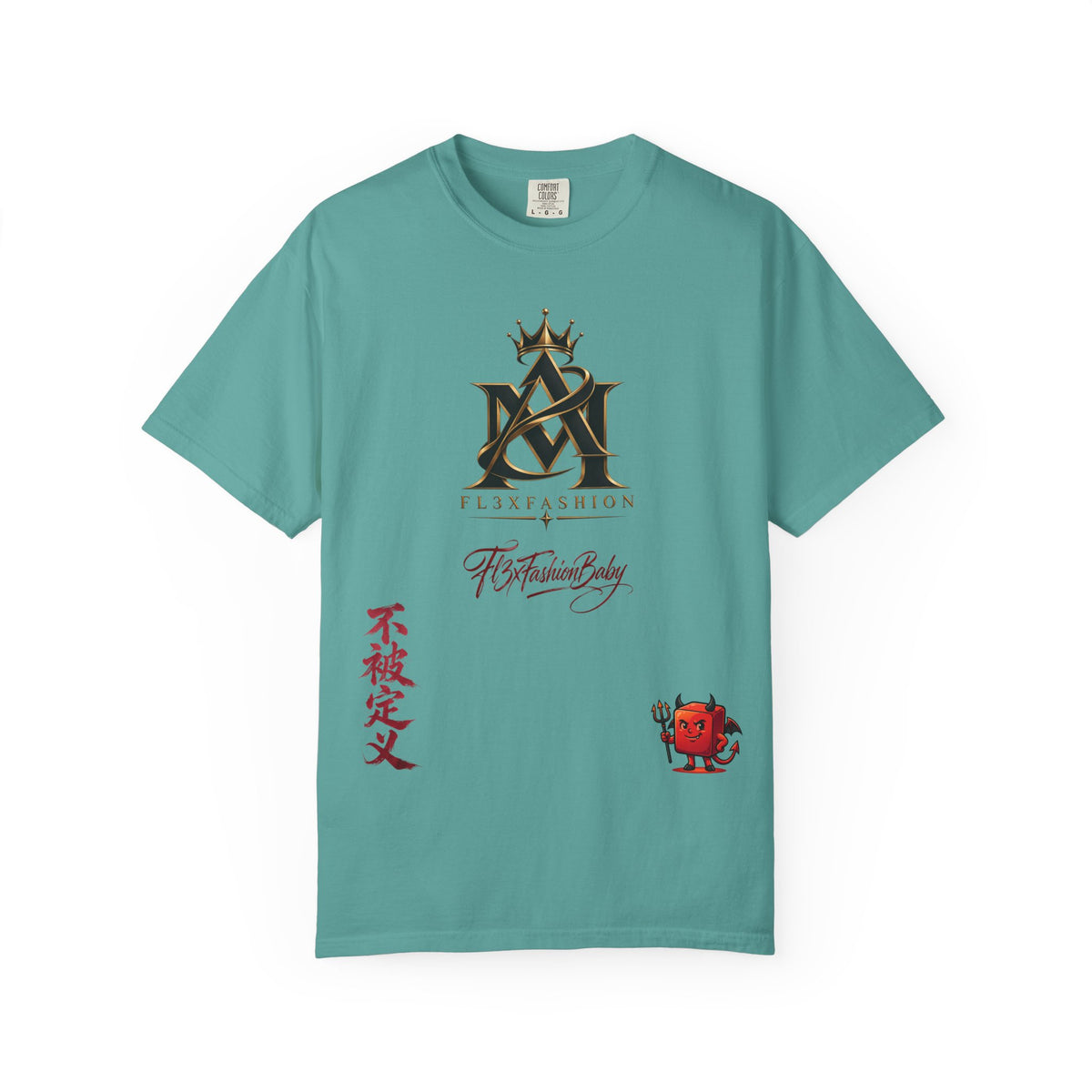 Graphic T-Shirt — Urban Asian-Inspired Logo Tee with Kanji & Devil Icon