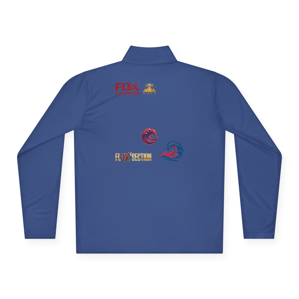 Quarter-Zip Pullover — Coastal Wave Logo Pullover with Back Graphic