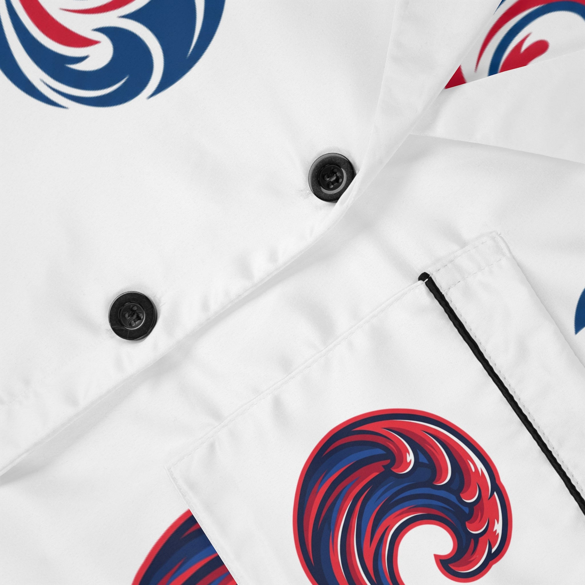 Graphic Satin Pajama Set — White All‑Over Print Loungewear