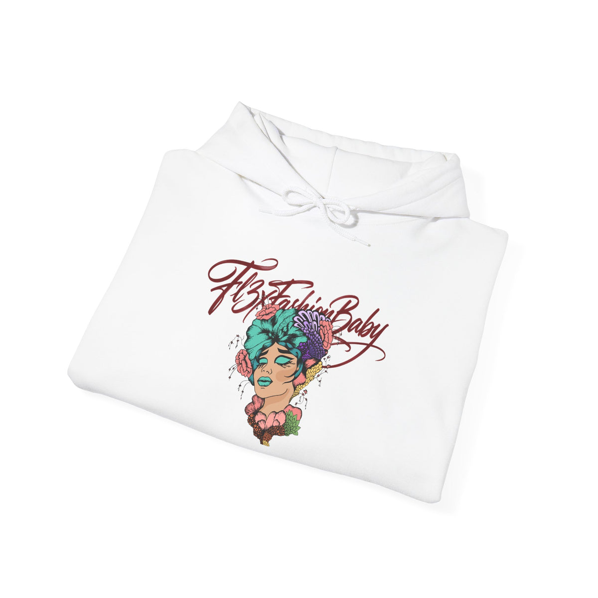 Hoodie — "Fate, Time Baby" Colorful Floral Portrait Graphic Hoodie