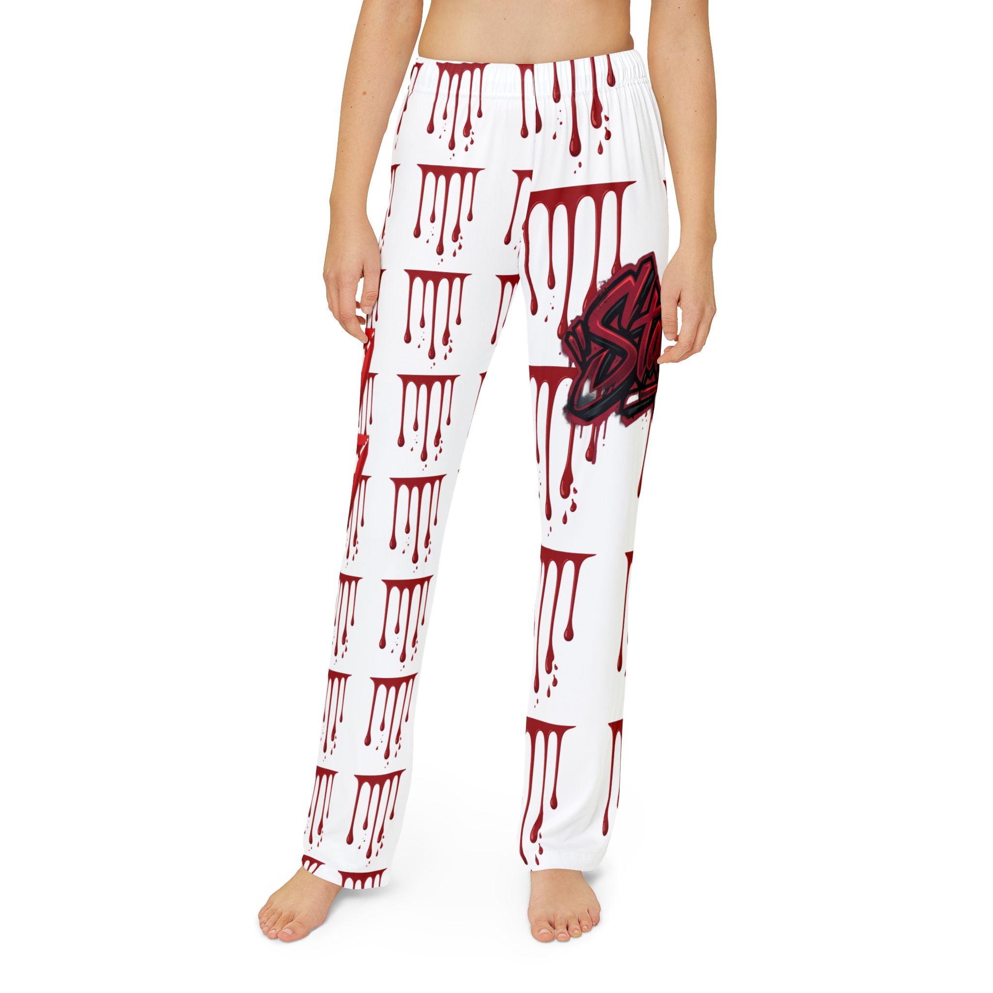 Kids Lounge Pants — Red Drip Graffiti All-Over Print