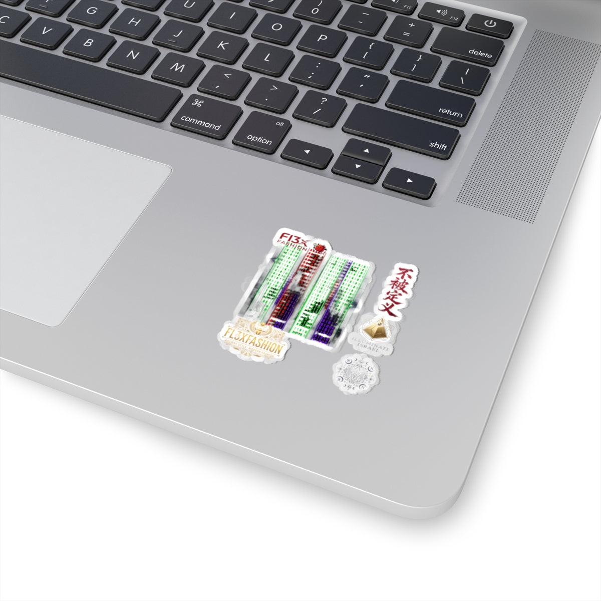 Kiss-Cut Stickers — Cyberpunk Circuit Sticker Pack with Japanese Script & Illuminati Emblem