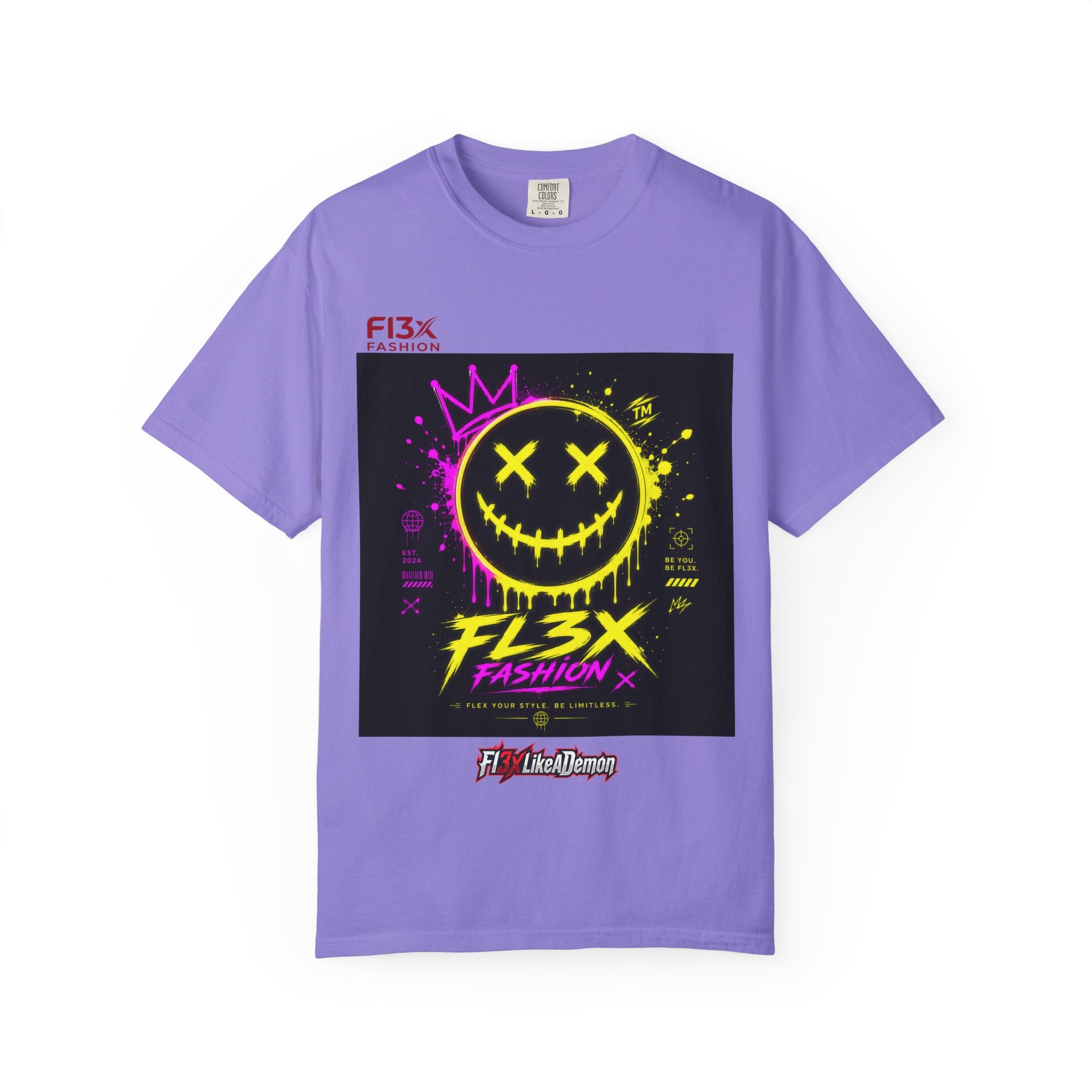 Graphic Tee — Neon Graffiti Smiley "FL3X Fashion"