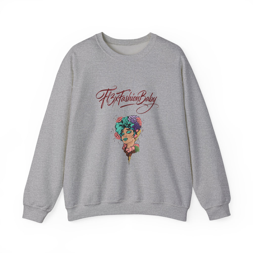 Crewneck Sweatshirt — "FitFashionBaby" Floral Afro Portrait