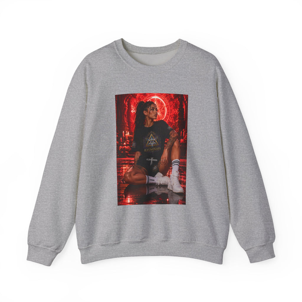 Crewneck Sweatshirt — Gothic Red Neon Angel Photo Print