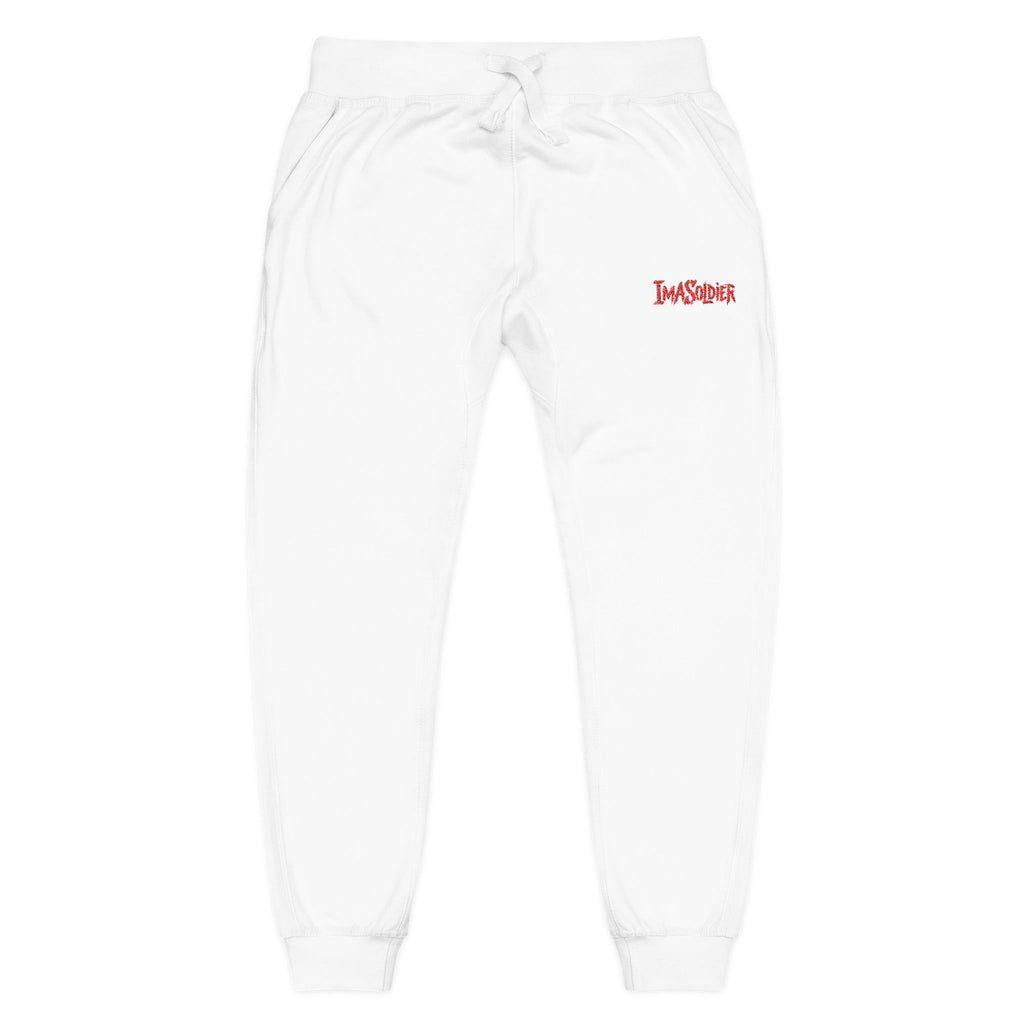 Embroidered "I’m Sorry" Fleece Sweatpants — Cozy White Joggers