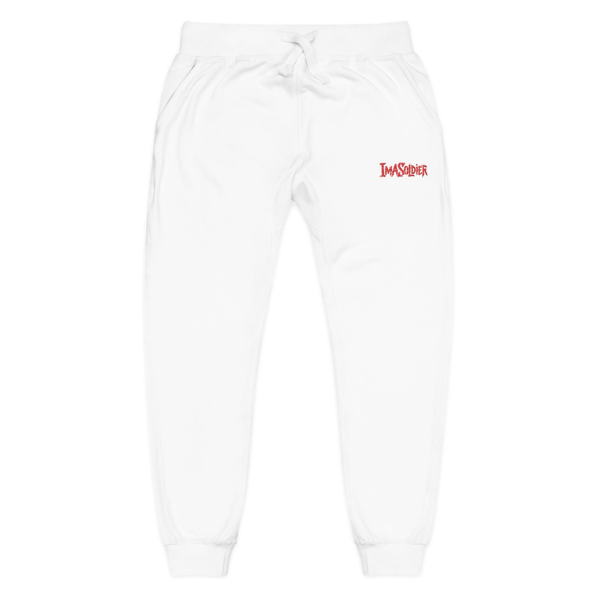 Embroidered "I’m Sorry" Fleece Sweatpants — Cozy White Joggers