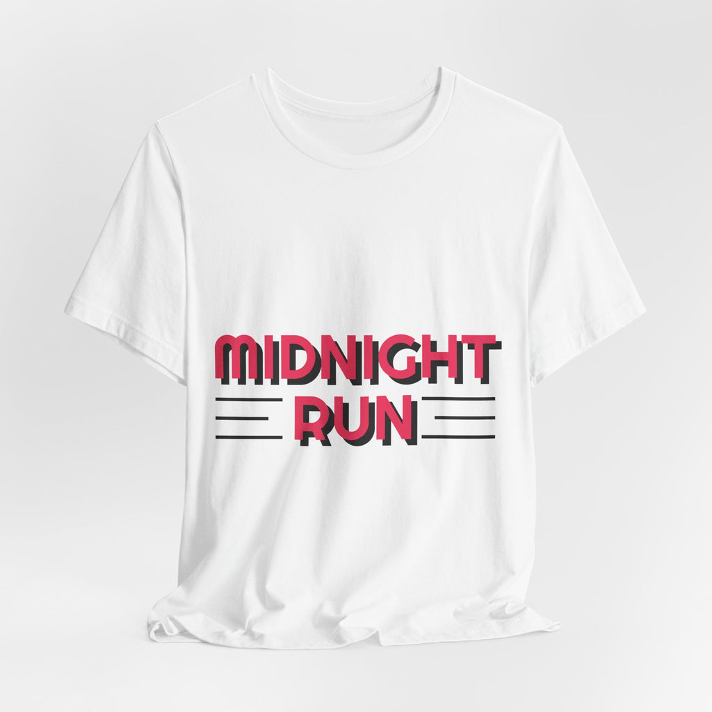 Midnight Run Graphic Tee — Retro Neon Typography T-Shirt