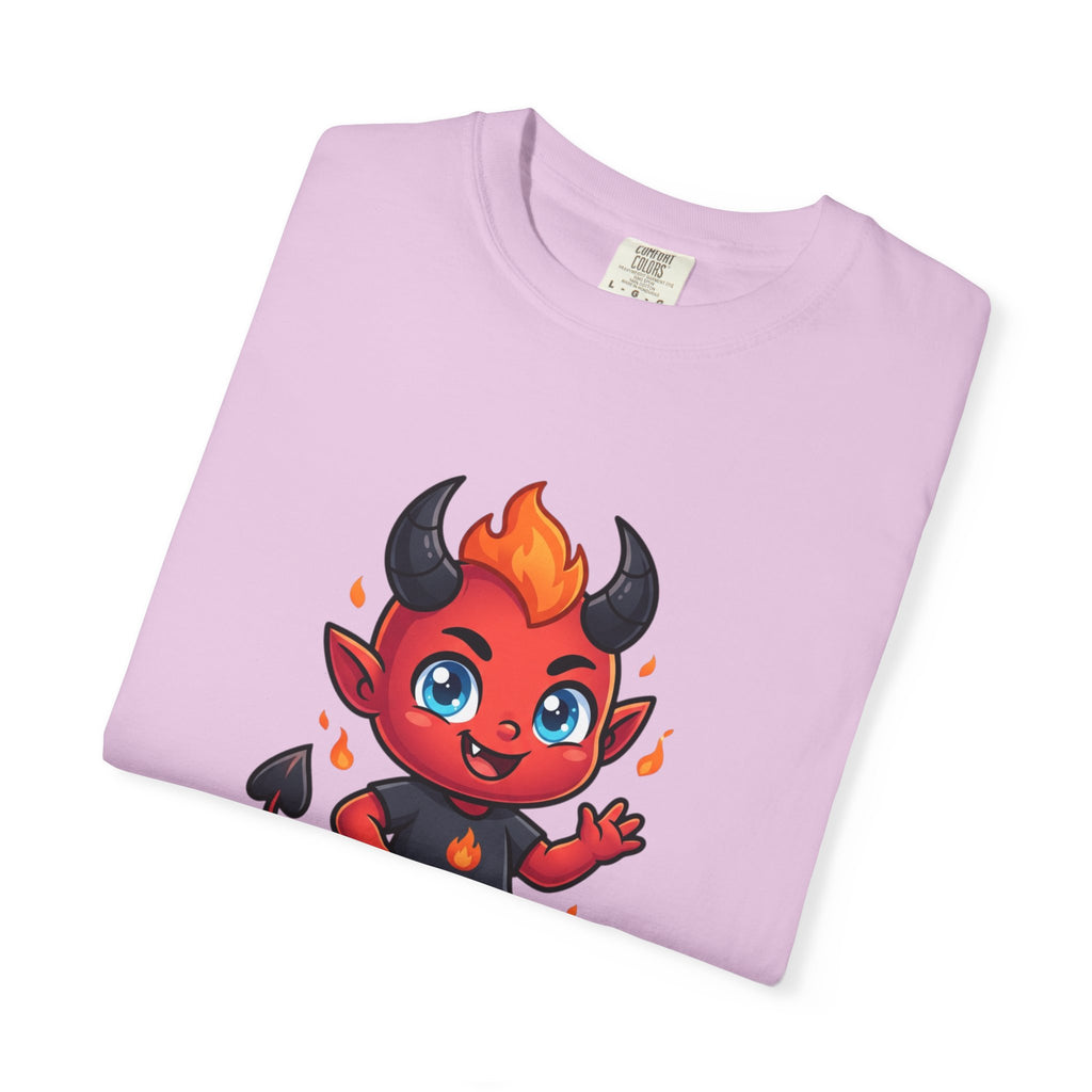 Devil Baby Graphic T-Shirt — Cute Red Demon Cartoon Tee with "FBfashionBaby" Script