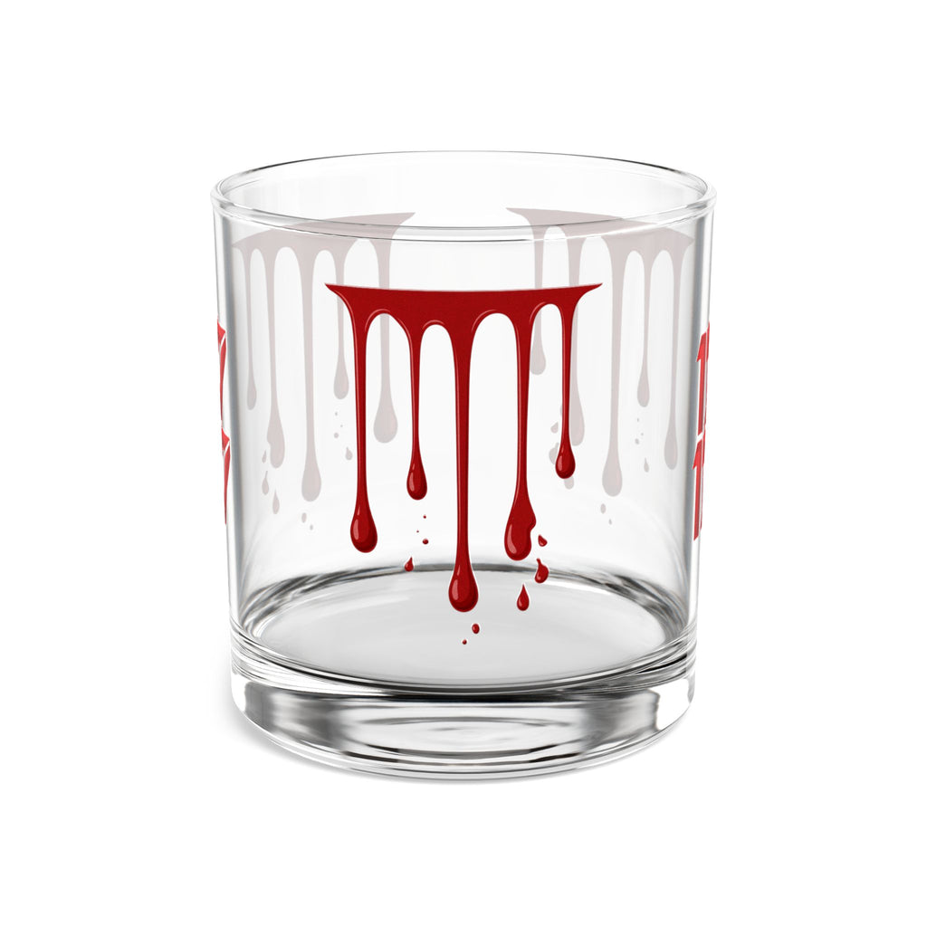 Rocks Glass — 10oz Blood Drip Whiskey Glass with '17' Accent