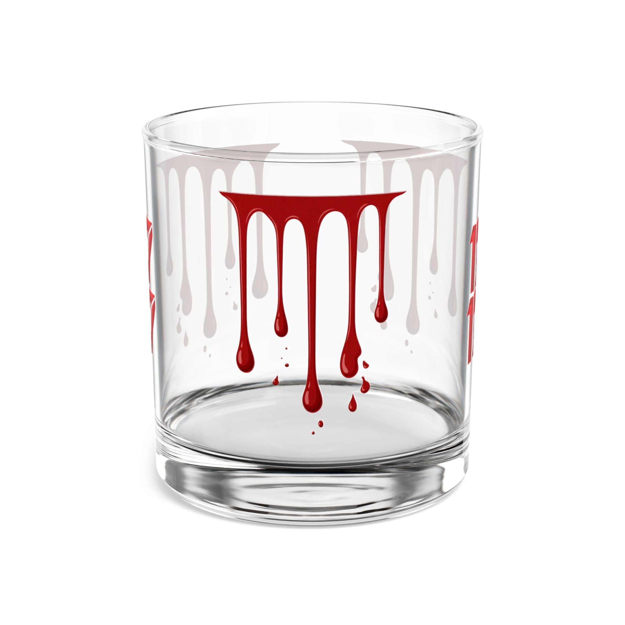Rocks Glass — 10oz Blood Drip Whiskey Glass with '17' Accent