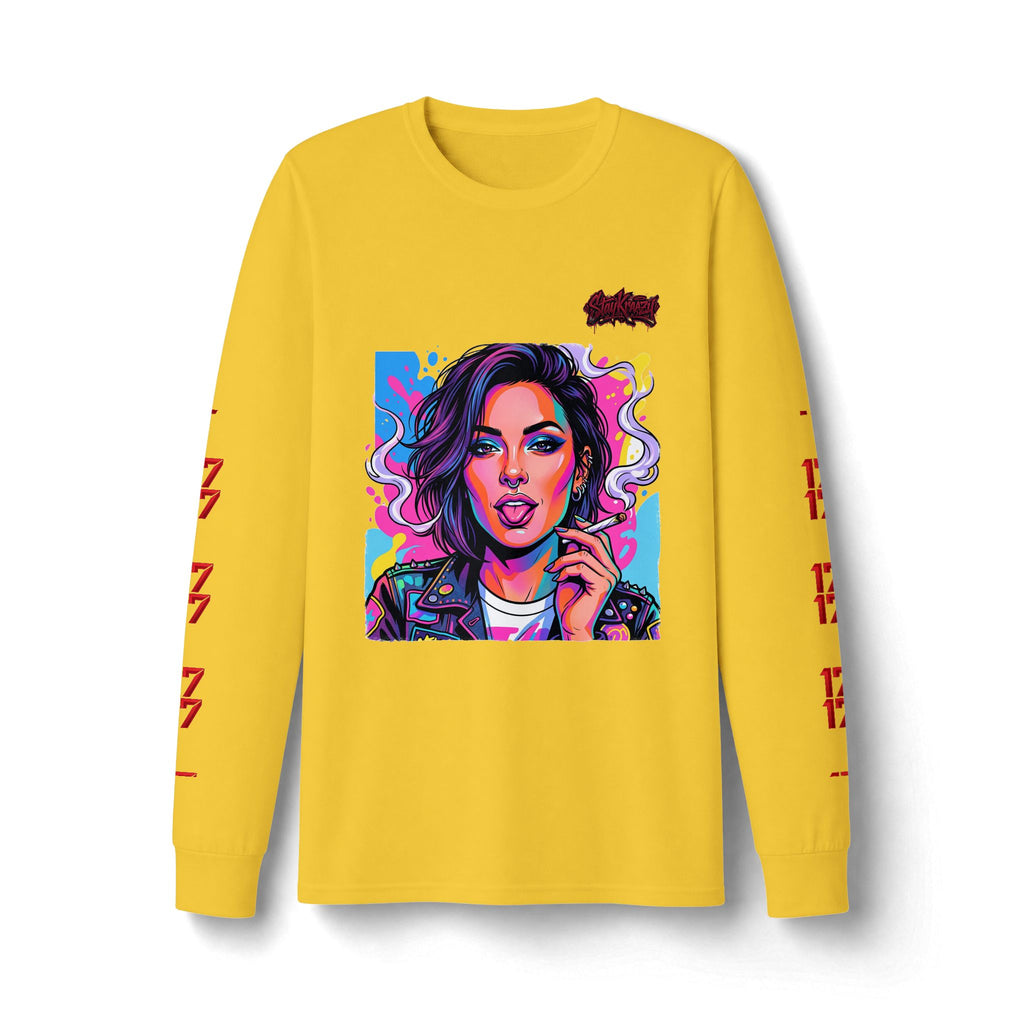 Long Sleeve Tee — Neon Pop Portrait Graphic