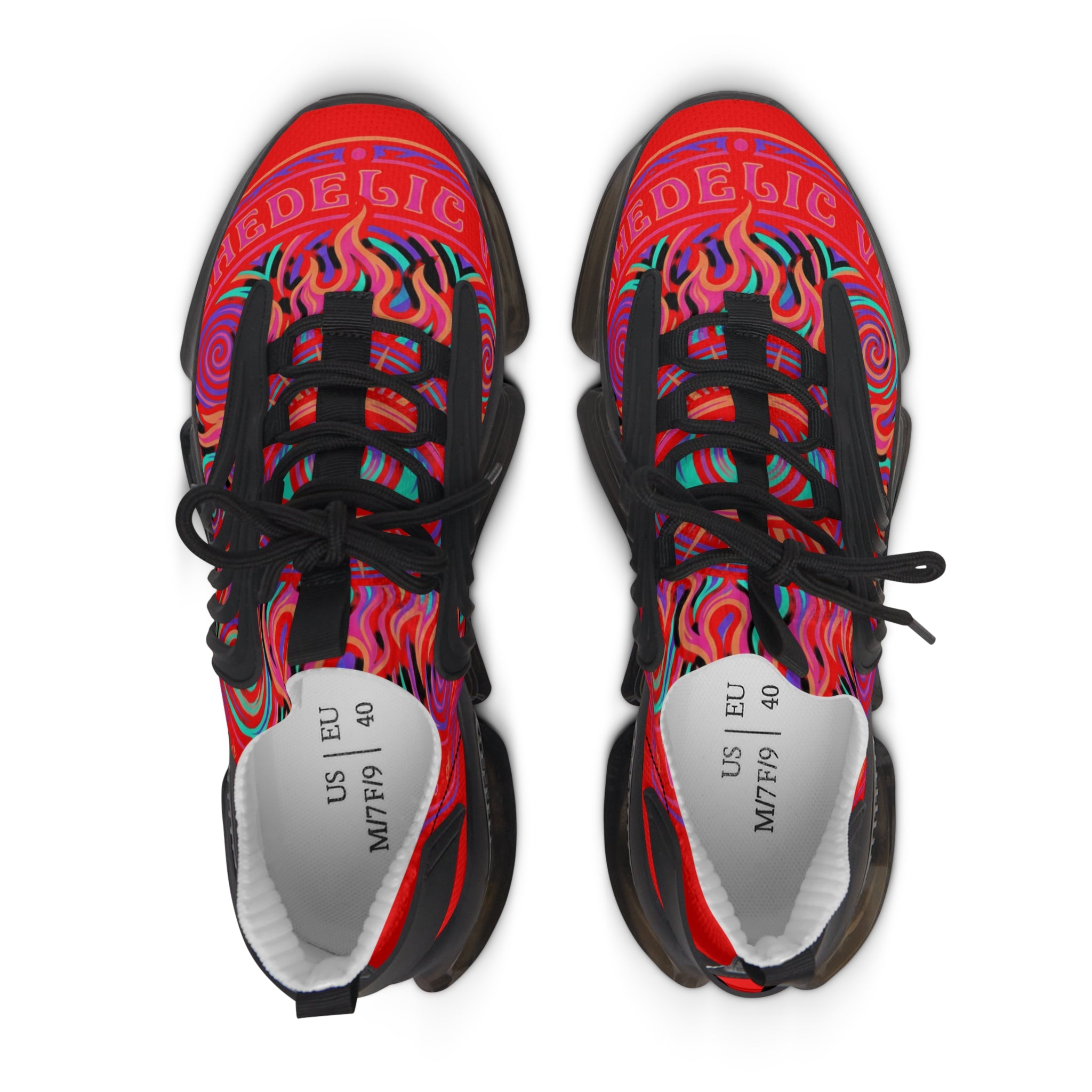 Women’s Mesh Sneakers — Retro Psychedelic Red ‘Psychedelic’ Athletic Shoes