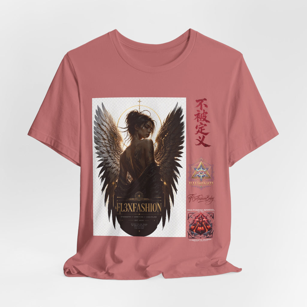 Angel Wings Graphic Tee — '不被定义' Asian-Inspired Dark Angel T-Shirt