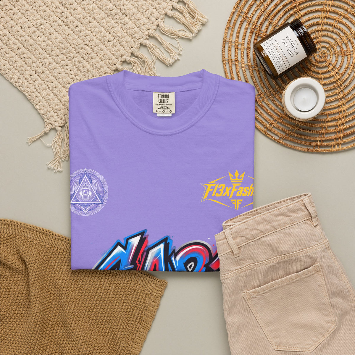 SA21 Graffiti T-Shirt — Urban Streetwear Tee with Drip Art & Tropical Patch