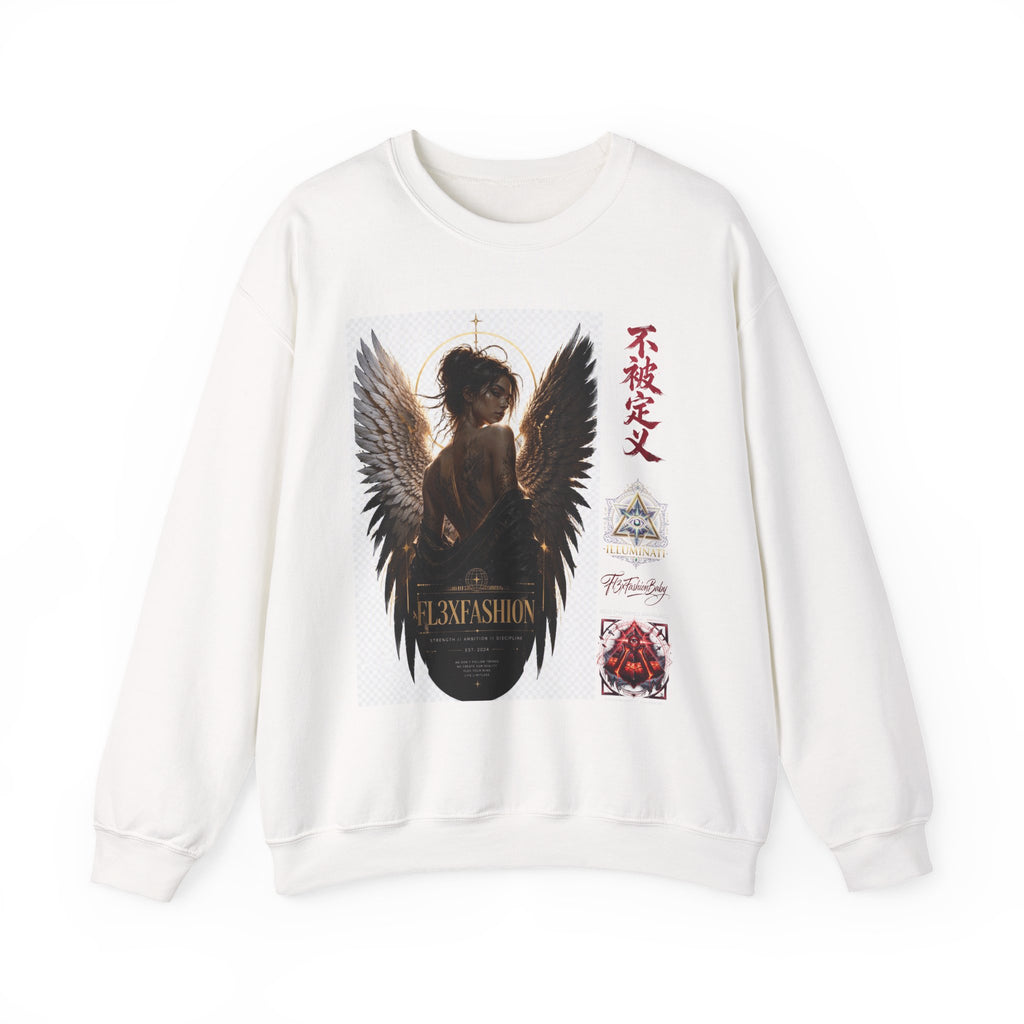 Angel Wings Graphic Sweatshirt — Dark Gothic Anime Design with Japanese Text