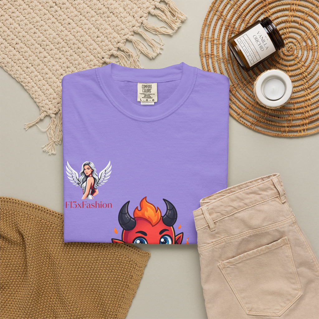 Devil Cartoon Graphic T-Shirt — Fiery Cute Demon Design