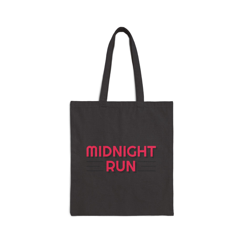 Midnight Run Canvas Tote Bag — Retro Typography Eco Shopper