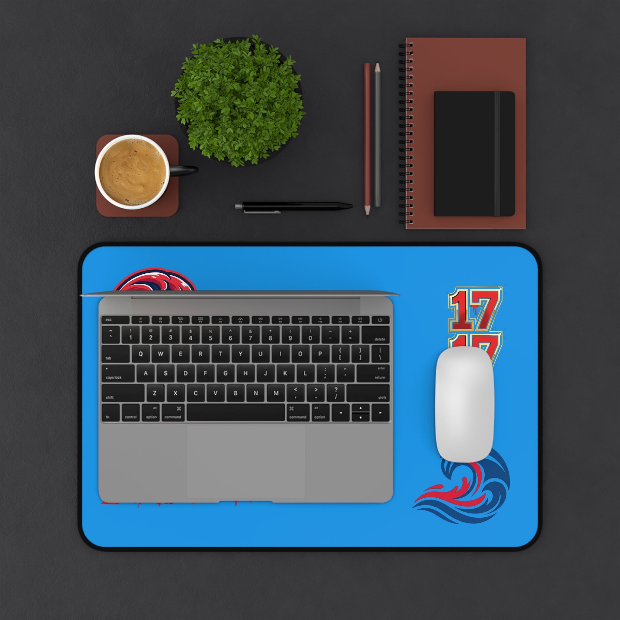 Blue Gamer Desk Mat — 'ImASoldier' & F13x Fashion Logo Mouse Pad