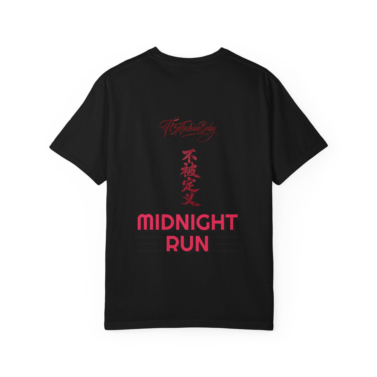 Midnight Run Tee — Vertical Japanese Script Graphic T-Shirt