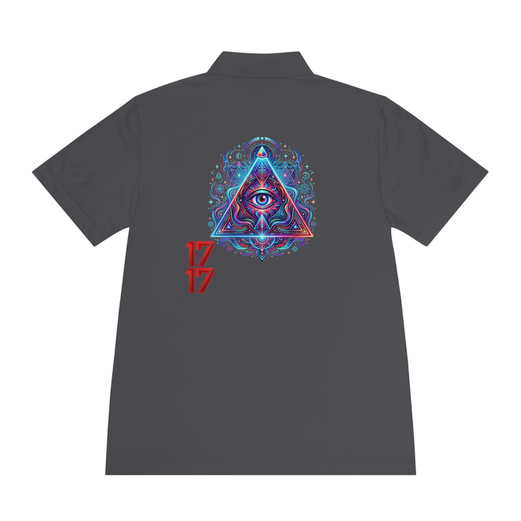 Men's Polo Shirt — Mystic All-Seeing Eye Triangle Design with 17/17 Accent