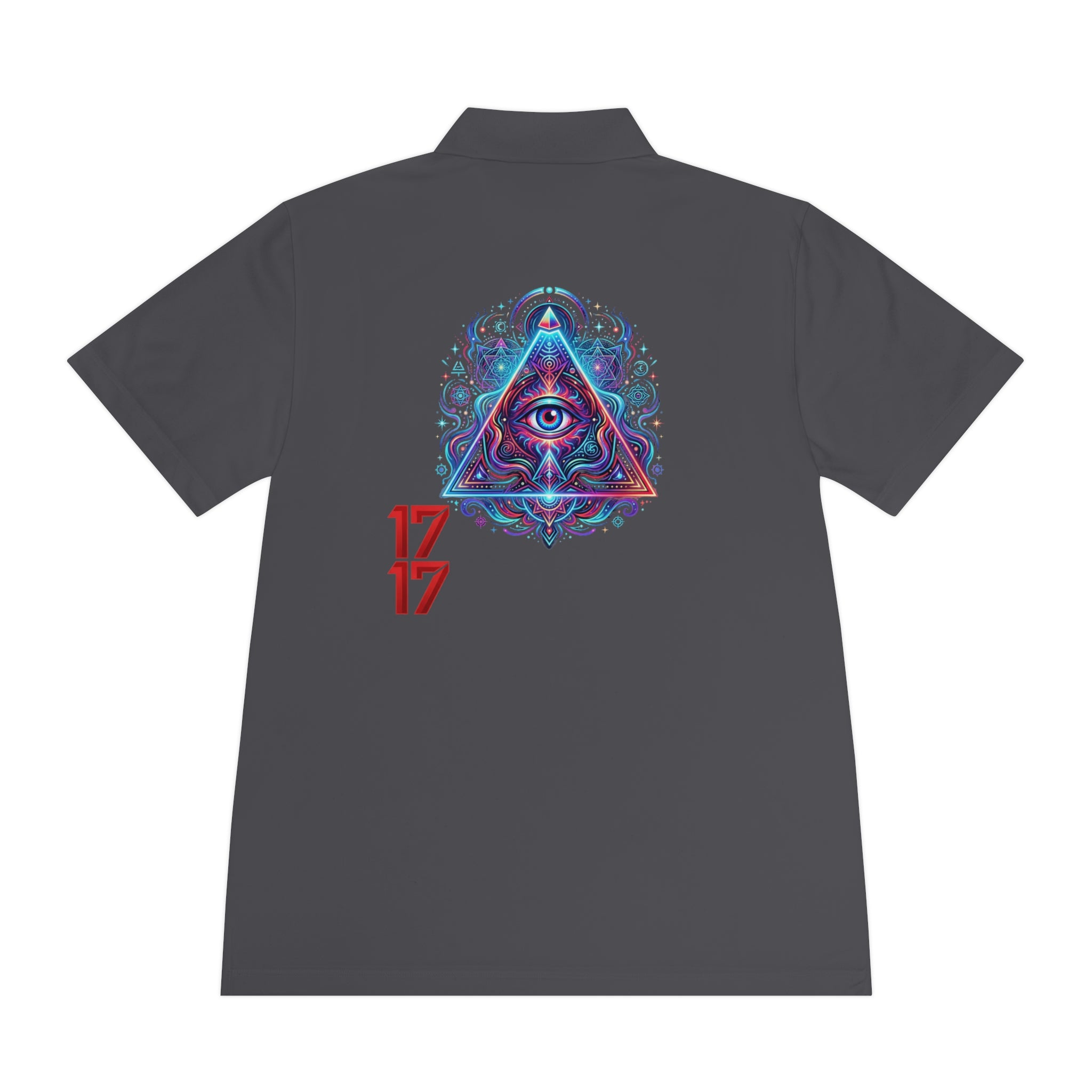 Men's Polo Shirt — Mystic All-Seeing Eye Triangle Design with 17/17 Accent
