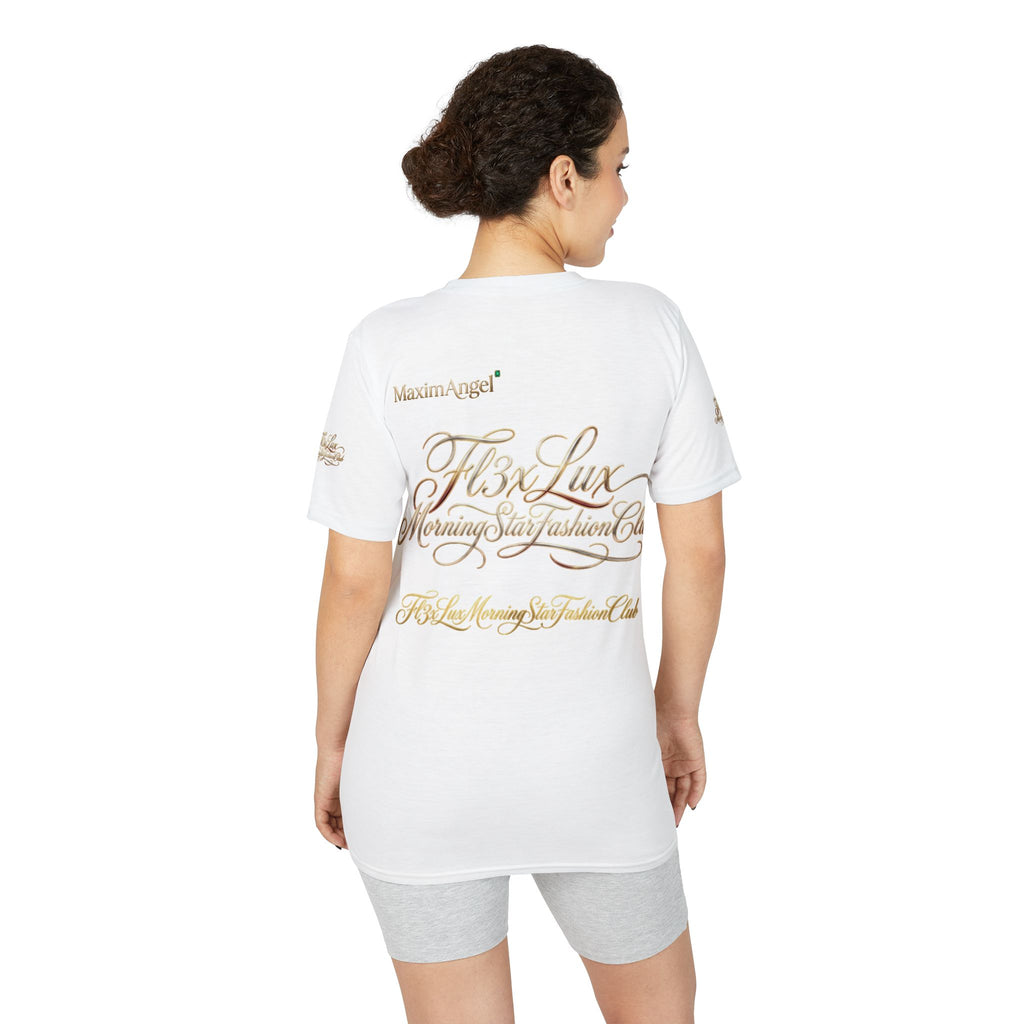 Luxury Gold Script Performance T-Shirt — F3xLux Morning Stay Fashion Club Design