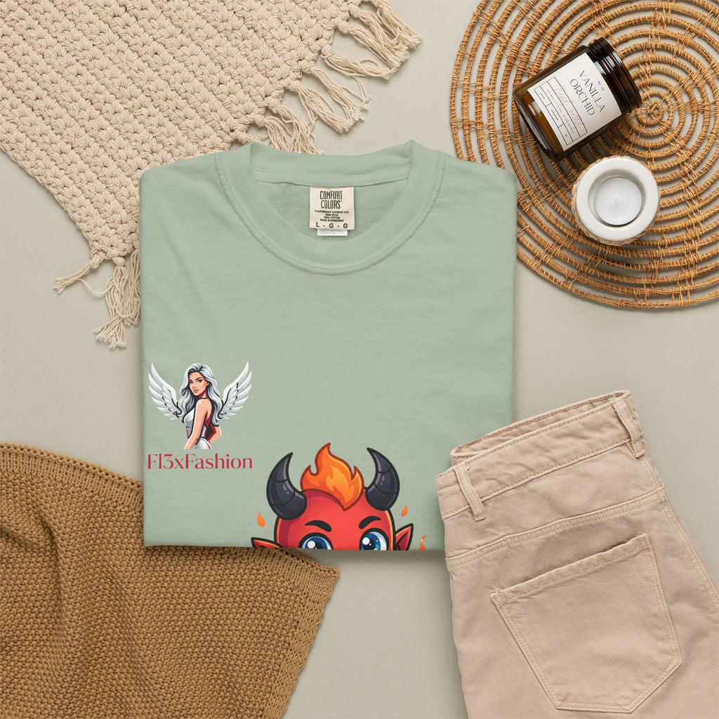 Devil Cartoon Graphic T-Shirt — Fiery Cute Demon Design
