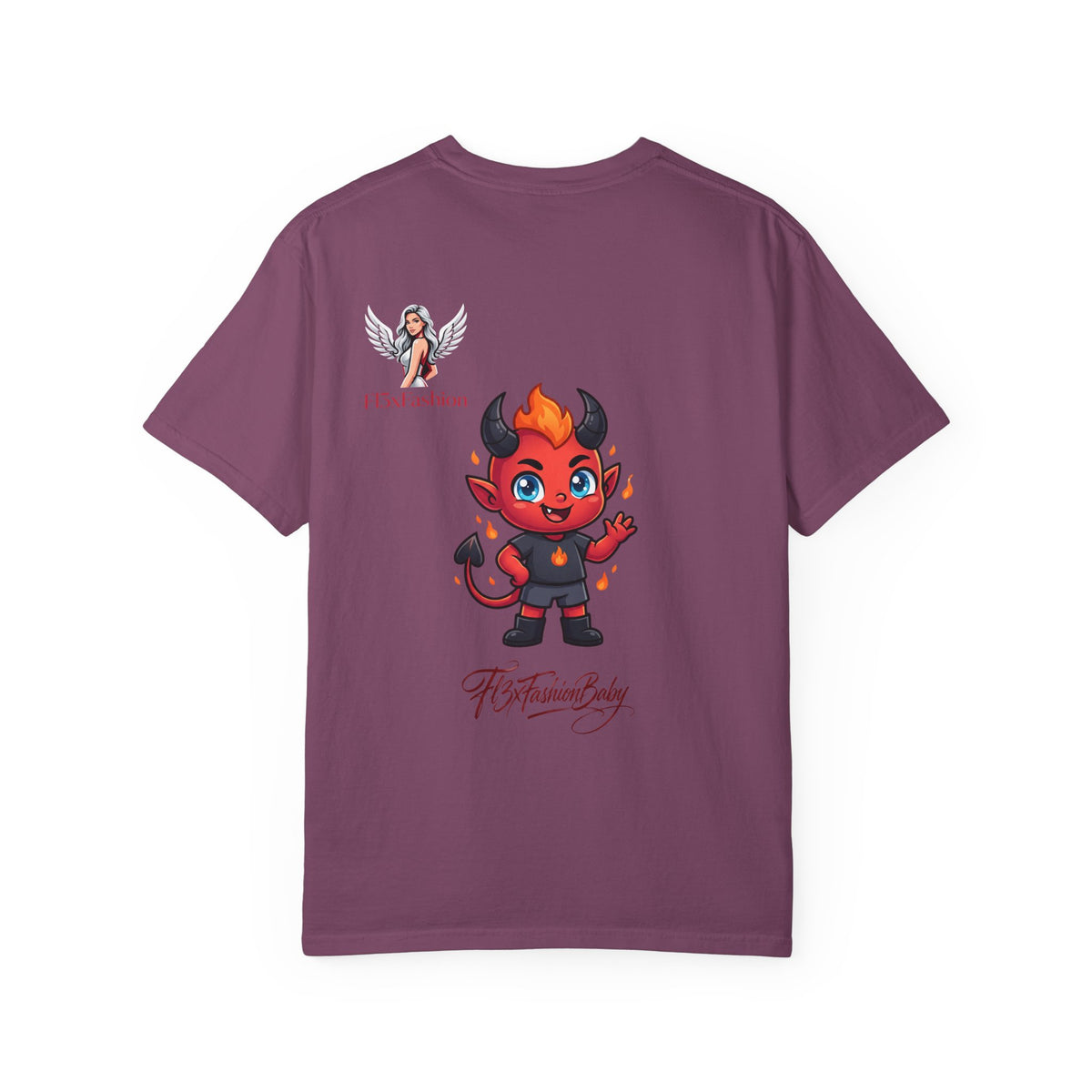 Devil Cartoon Graphic T-Shirt — Fiery Cute Demon Design