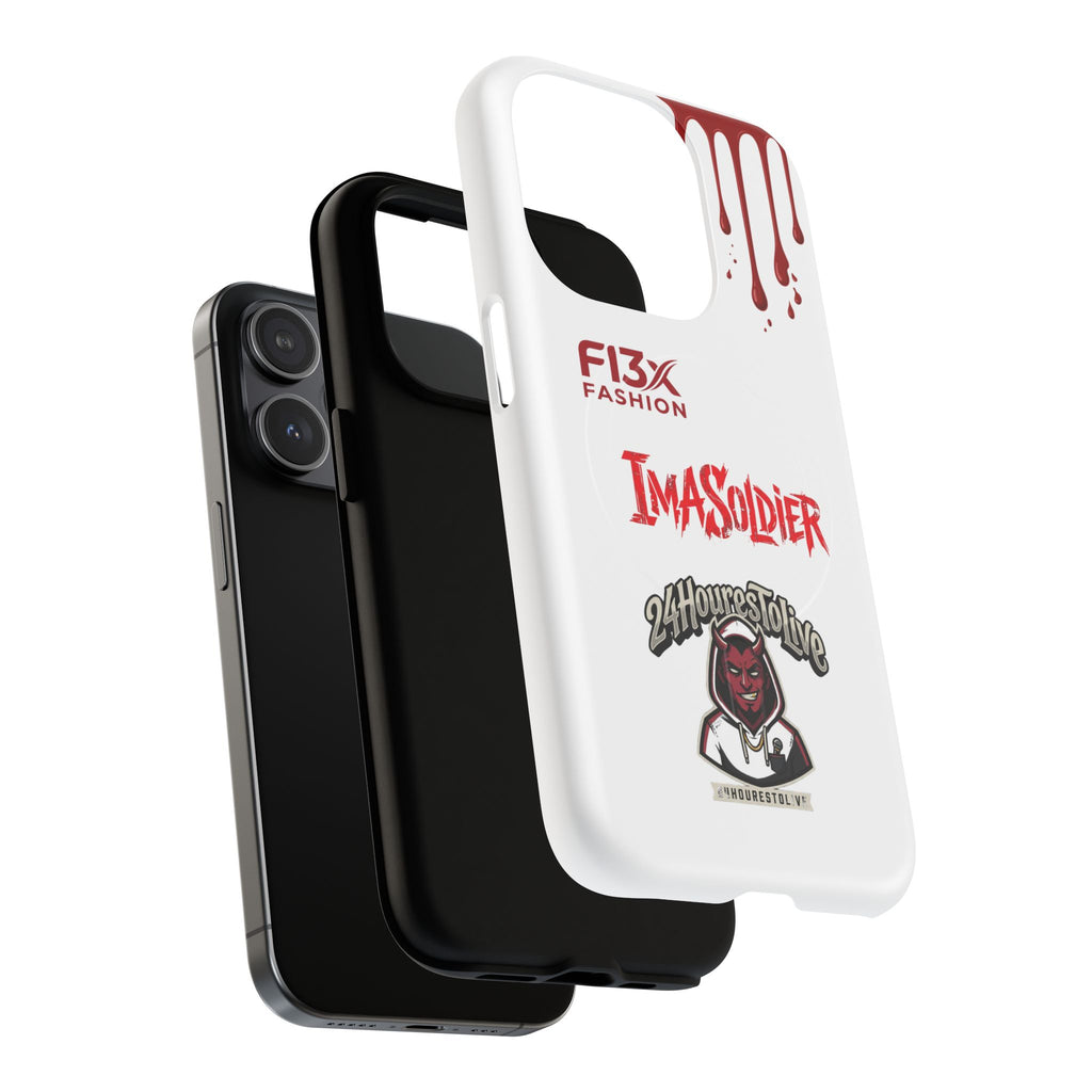Tough Magnetic Phone Case — 'ImASoldier' Blood Drip Gaming Design