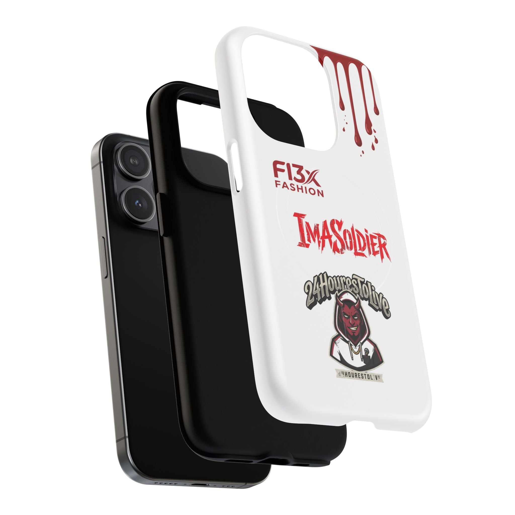 Tough Magnetic Phone Case — 'ImASoldier' Blood Drip Gaming Design