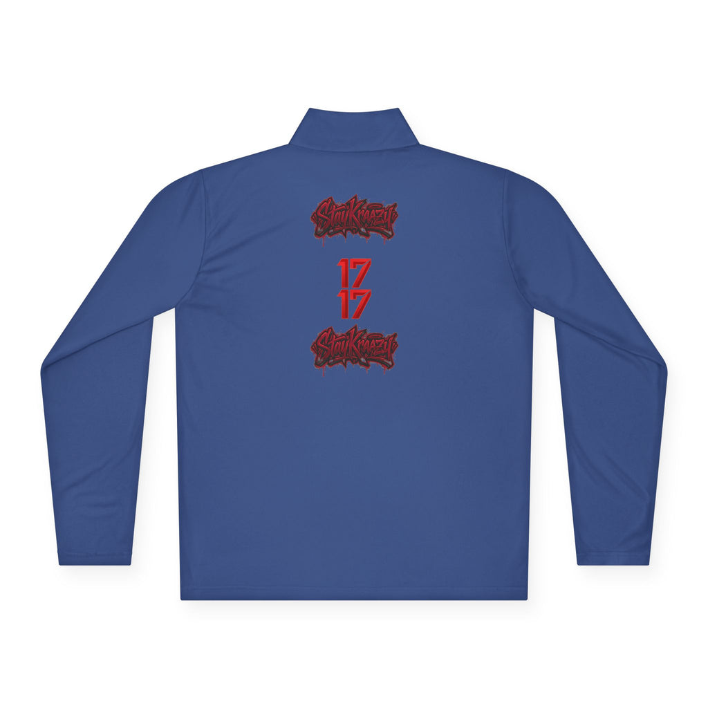 Quarter-Zip Pullover — Minimal Red '17' Logo Athletic Pullover