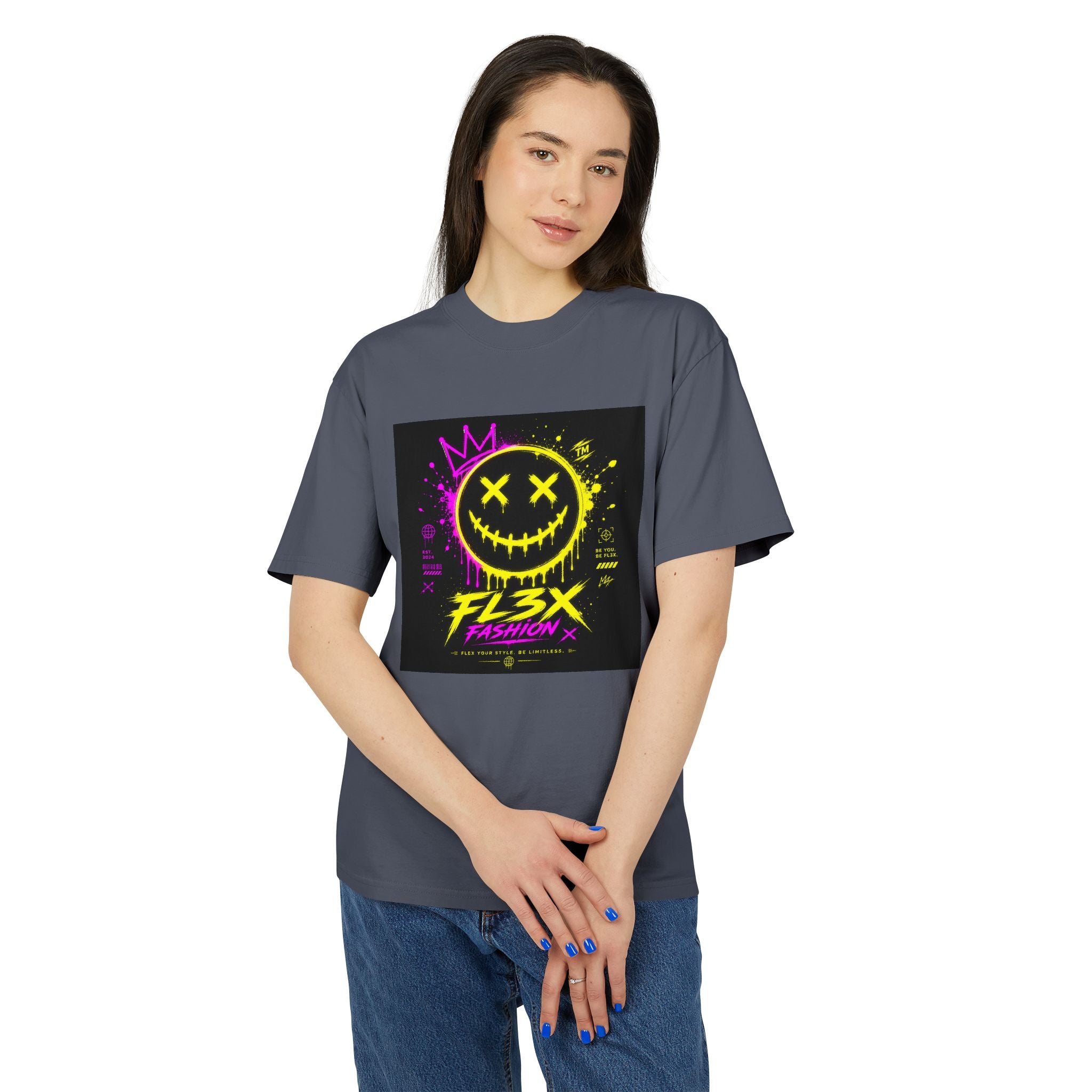 Smiley Streetwear Tee — Neon Crown F13x Fashion Graphic