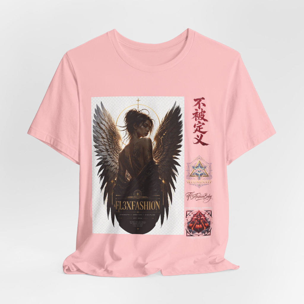 Angel Wings Graphic Tee — '不被定义' Asian-Inspired Dark Angel T-Shirt