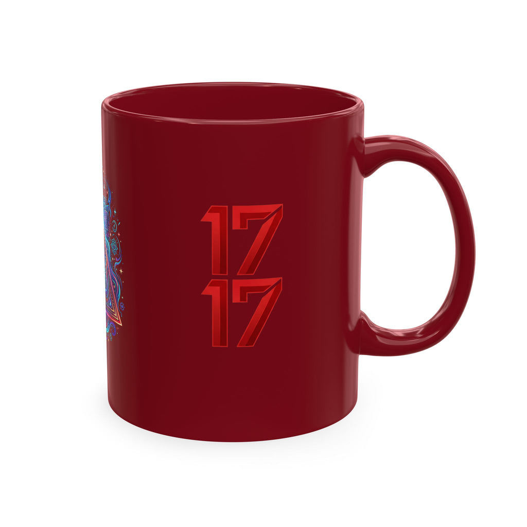 Ceramic Mug — Mystic Third Eye Pyramid Design with 7/17 Red Numerals