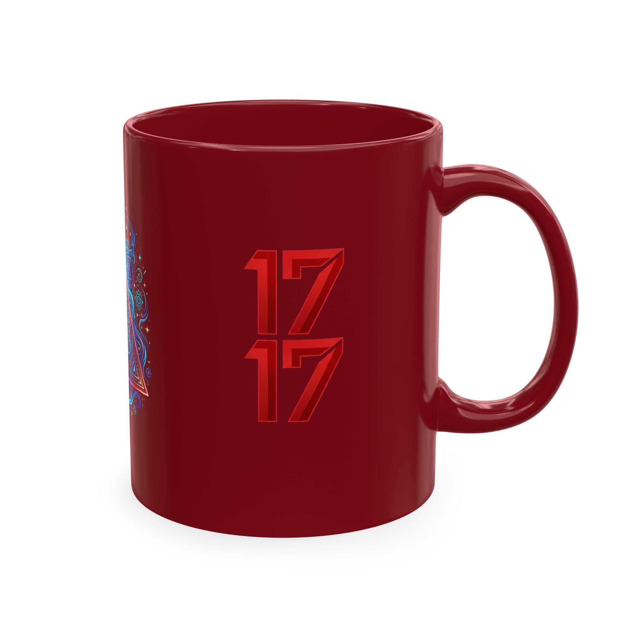 Ceramic Mug — Mystic Third Eye Pyramid Design with 7/17 Red Numerals