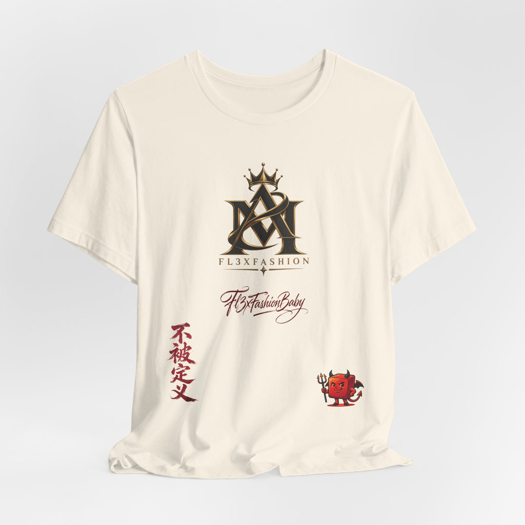 Graphic Tee — FuturFashion Logo Tee with Asian Script & Devil Character