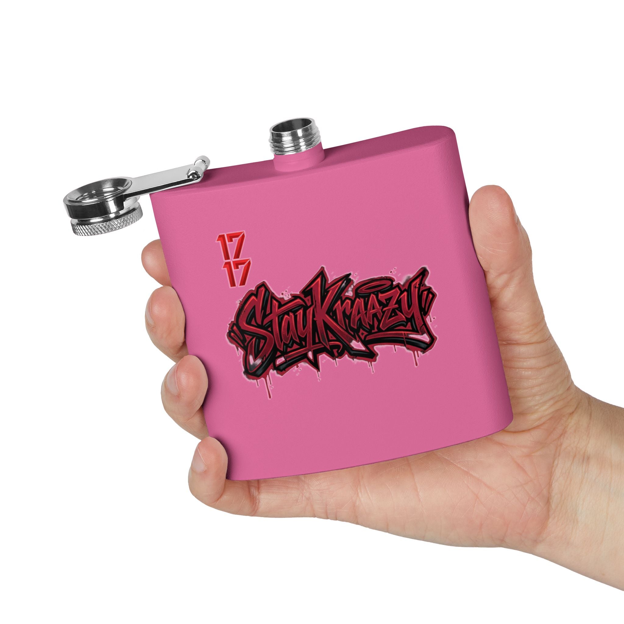 Flask — 'Stay Krazy' Graffiti Stainless Steel 6oz Hip-Hop Flask