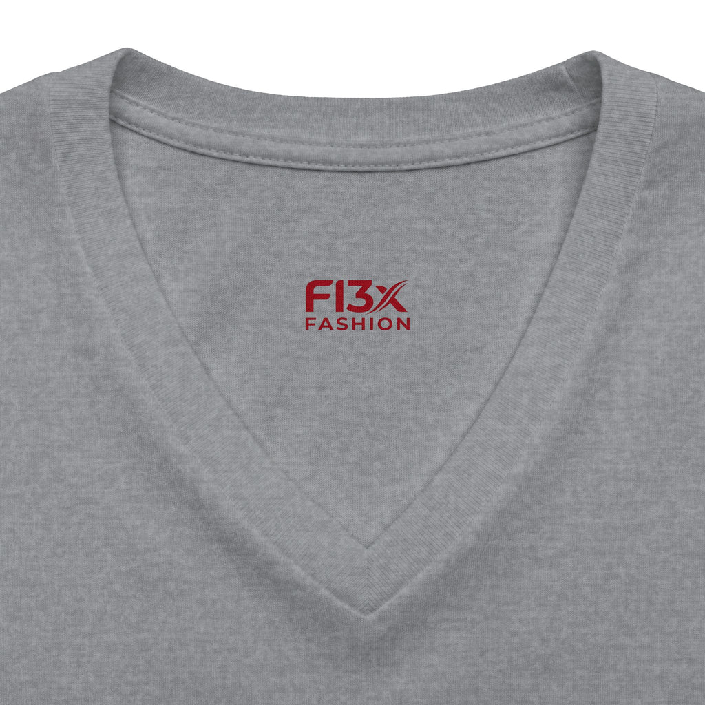 Women's V-Neck Tee — 'F13x Fashion' Floral Logo & Devil Graphic