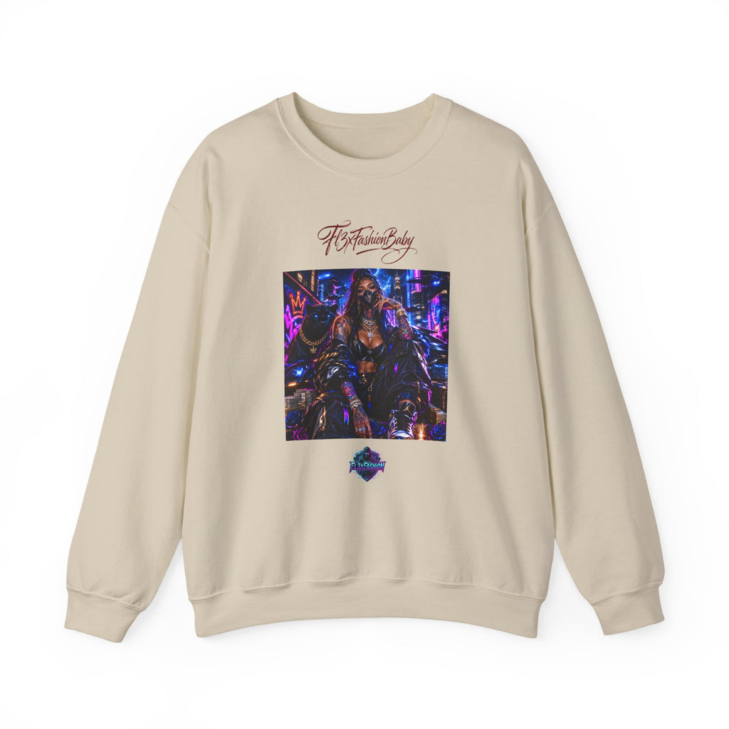 Crewneck Sweatshirt — Futuristic Neon City Graphic