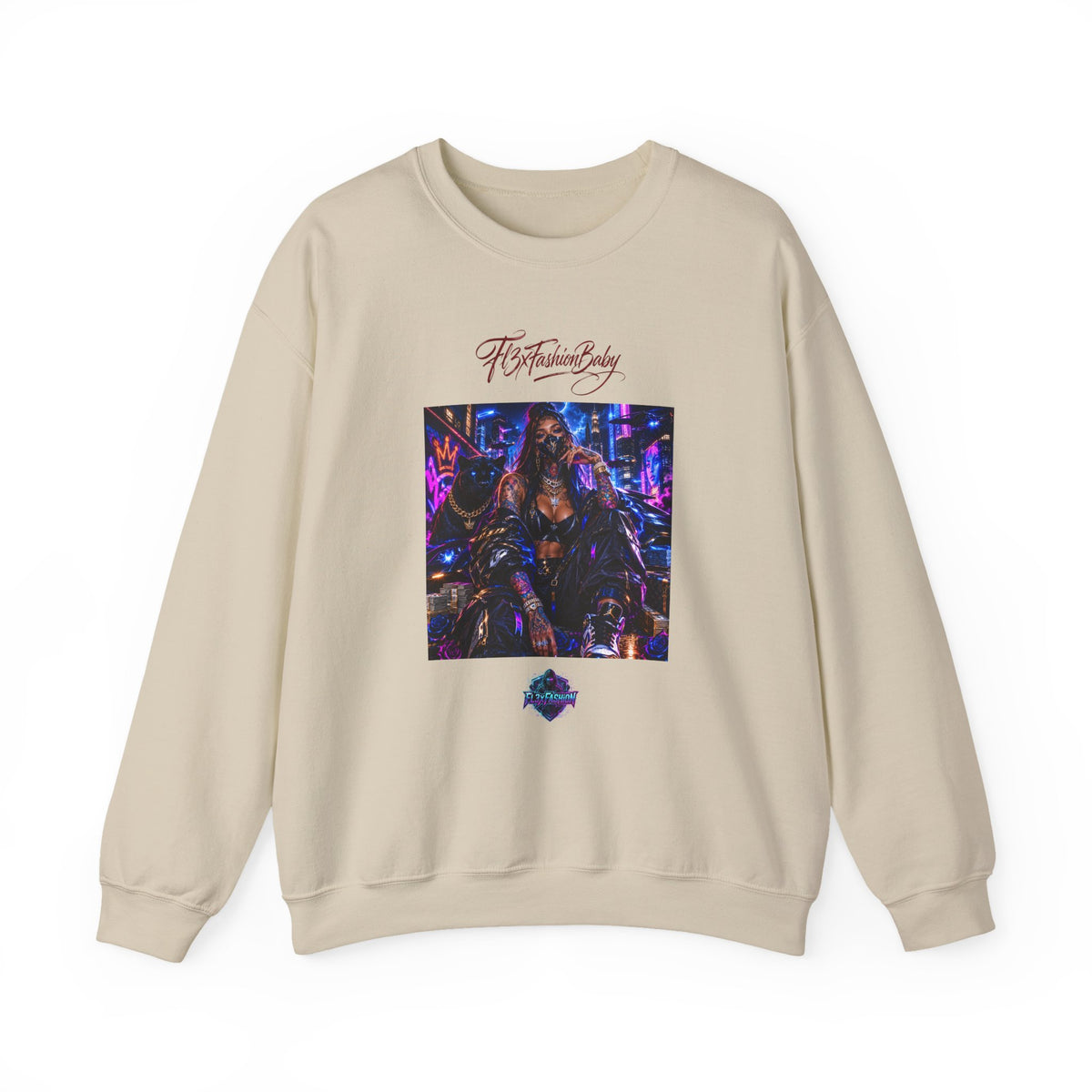 Crewneck Sweatshirt — Futuristic Neon City Graphic