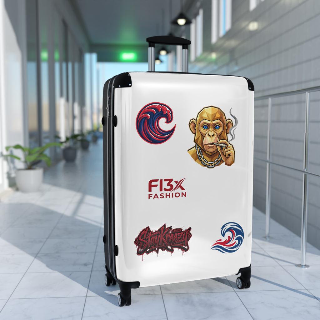 Sticker-Graphic Carry-On Suitcase — Urban Monkey Patch Travel Luggage