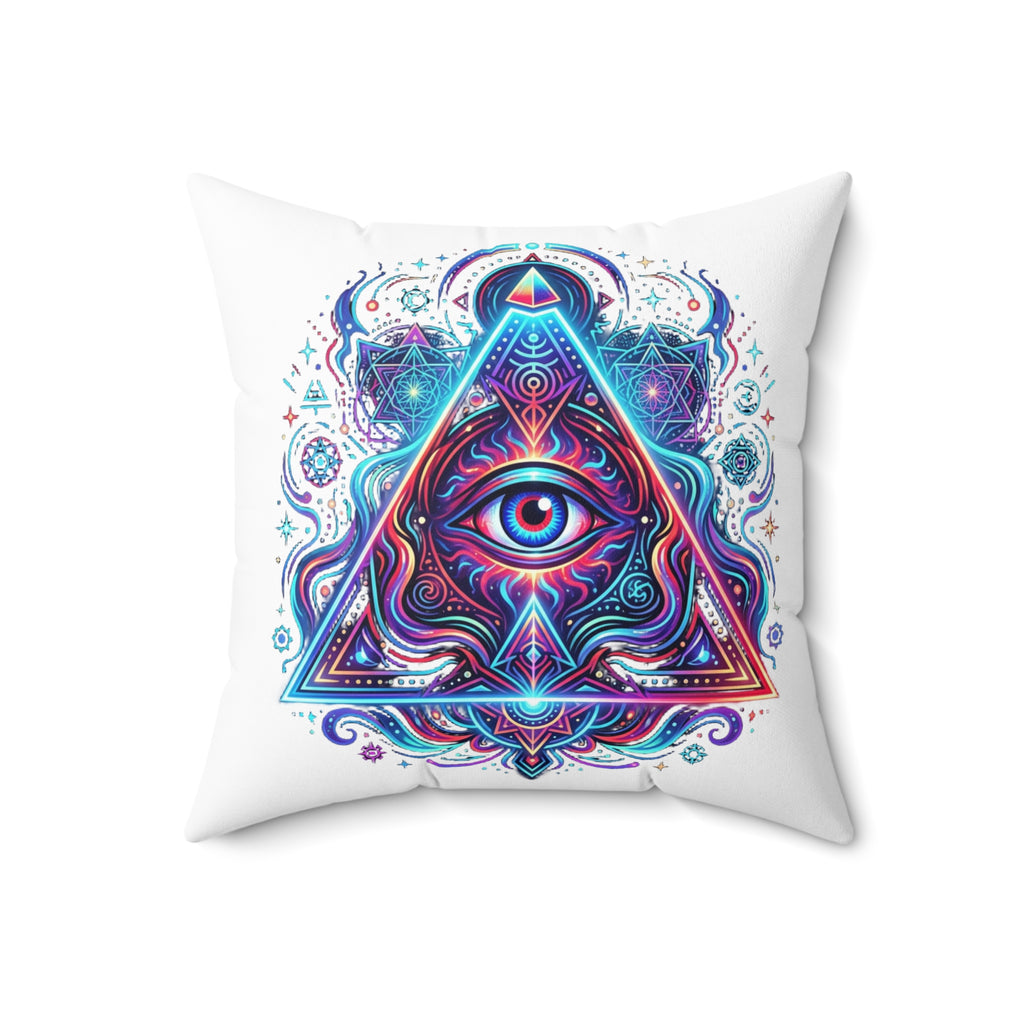 Mystic Third Eye Triangle Pillow - Psychedelic Spiritual Decorative Throw