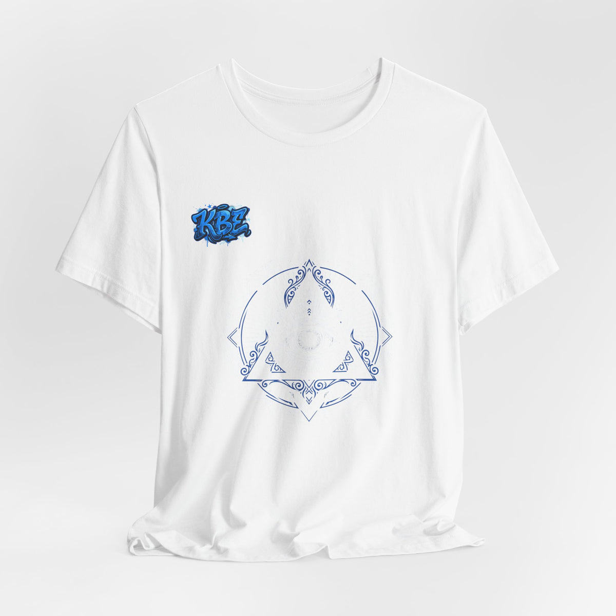 Mystic Moon Mandala Tee — Blue Crescent Graphic T-Shirt